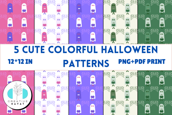 5 Cute Colorful Halloween Theme Patterns