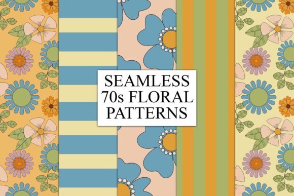 70s Boho Floral Seamless Patterns