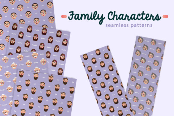 Family Characters Seamless Patterns B