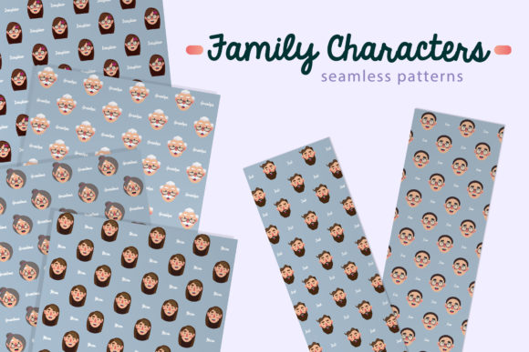 Family Characters Seamless Patterns C