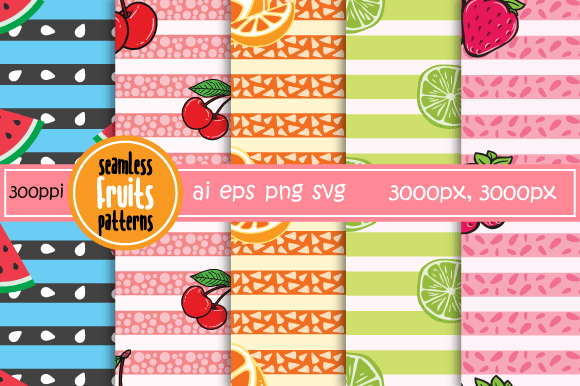 Fruit Seamless Patterns Free Bundle