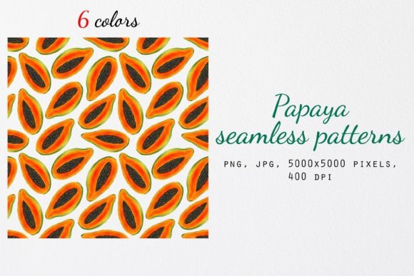 Papaya Seamless Patterns Set