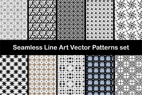 Seamless Line Art Vector Patterns Set: Elevating Design with Ocean-Inspired Precision