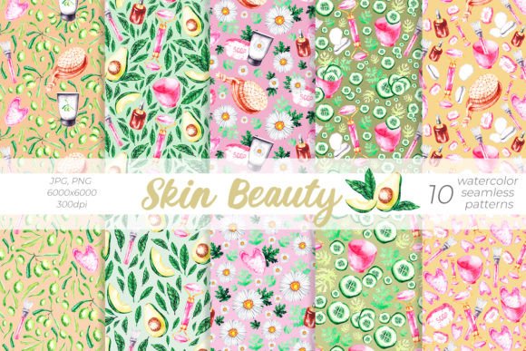 Skin Beauty, Watercolor Patterns: Seamless Design Freedom for Real Creative Work