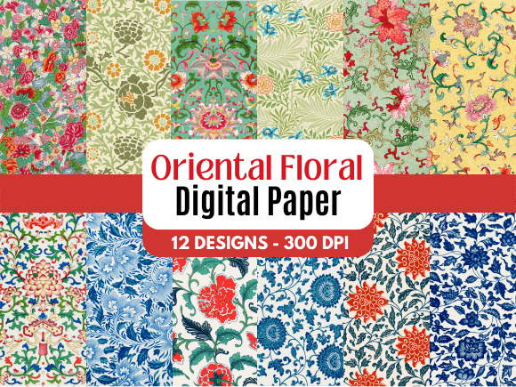 Vintage Floral Digital Paper Patterns
